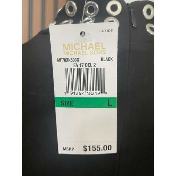 Michael Kors Women's Dress Sheath Knee Length Polyester Grommet MockNeck L Black - Picture 4 of 10